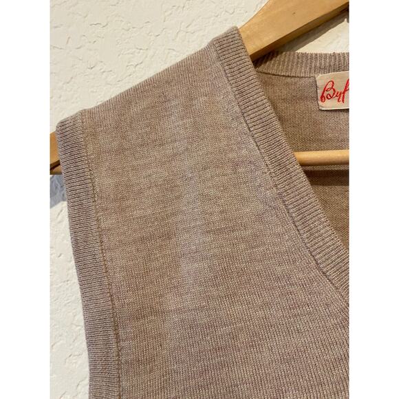 Vintage Byford English 100% Wool Vest Beige Men's Sz S Slim Preppy Academic Y2K - Picture 2 of 7